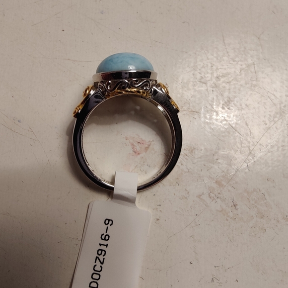 Nwt Sterling silver with 18k accents larimar ring , size 9 - Picture 6 of 7